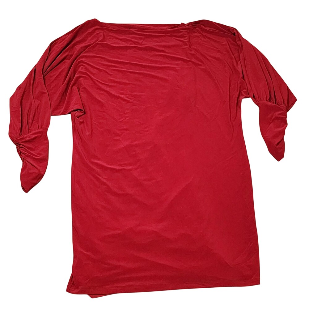 Lauren Ralph Lauren Dress Womens 10 Red Cowl Neck Ruched Dolman Sleeve Party